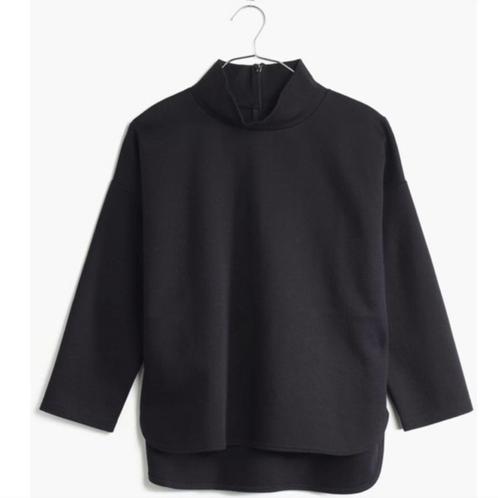 Madewell Boxy Mockneck Sweater Substantial BLACK